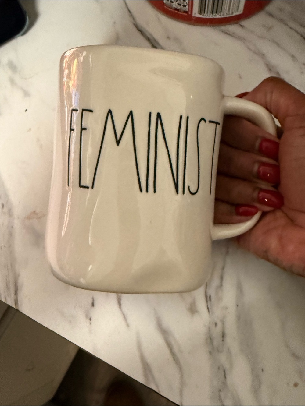Rae Dunn Feminist Mug - White with Black Lettering